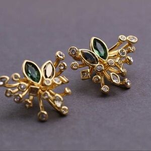Alexis Bittar Gold and Green Statement Earrings